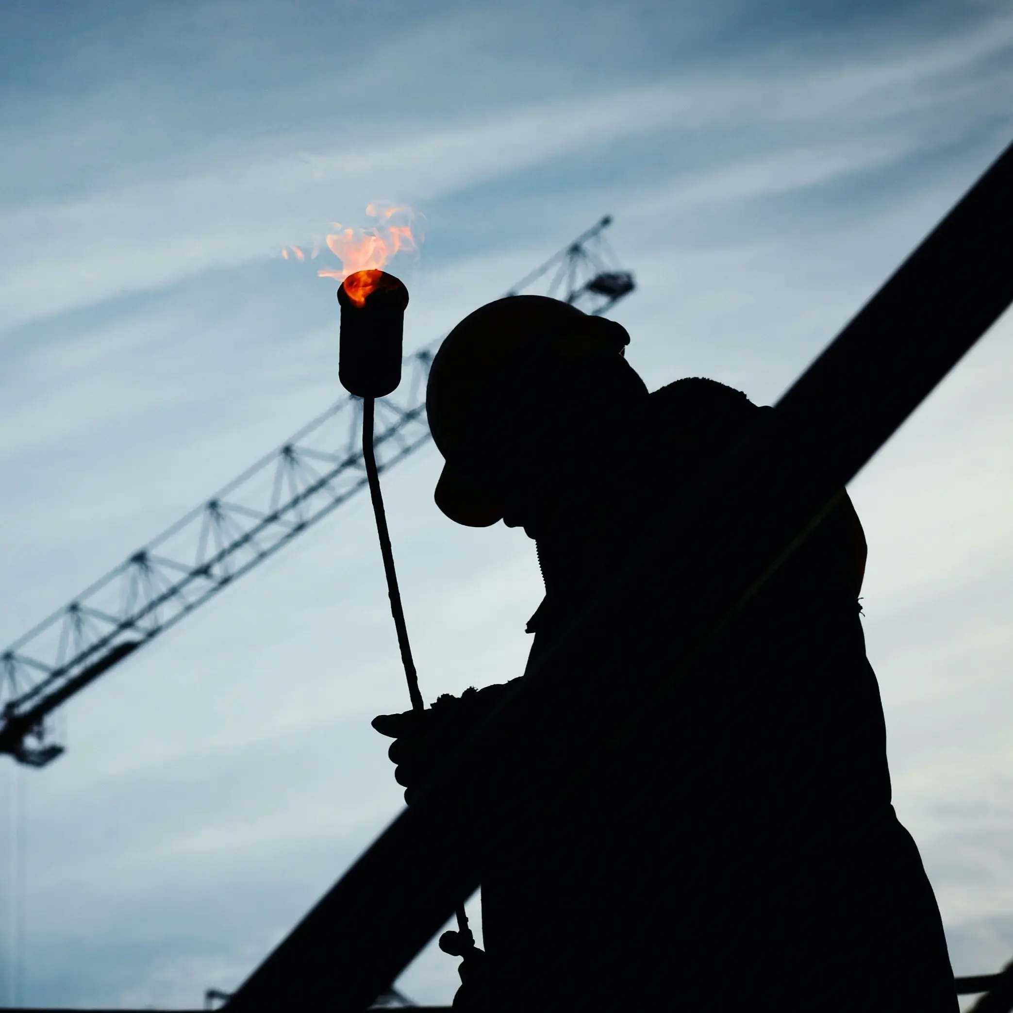 silhouette of worker