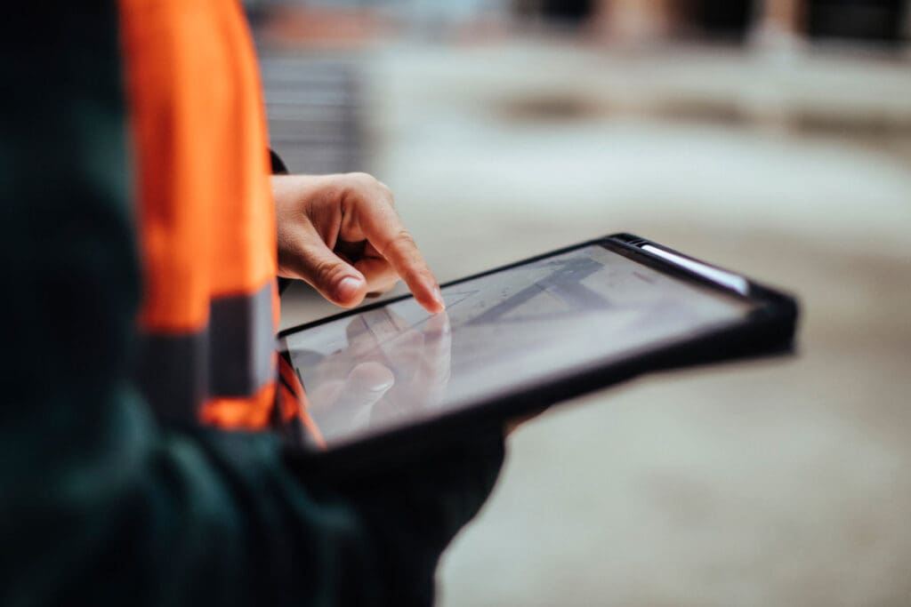 worker using a tablet