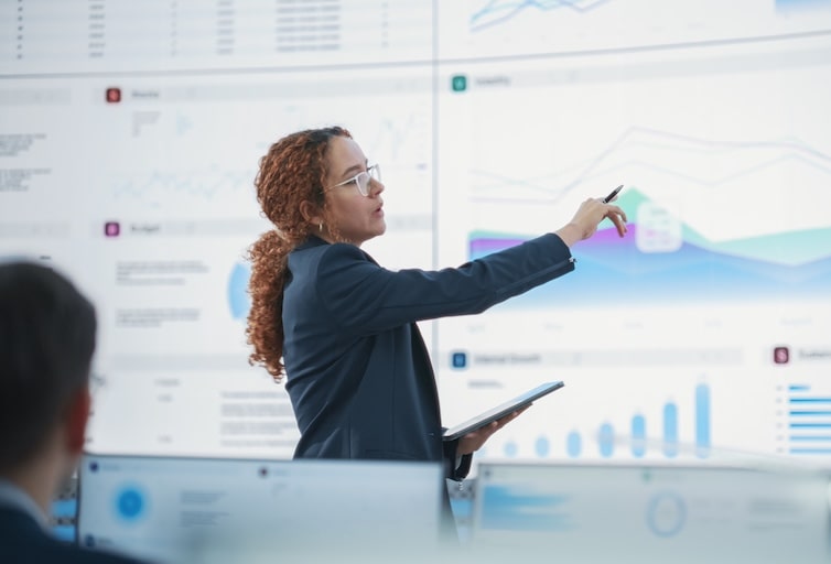woman explaining a chart