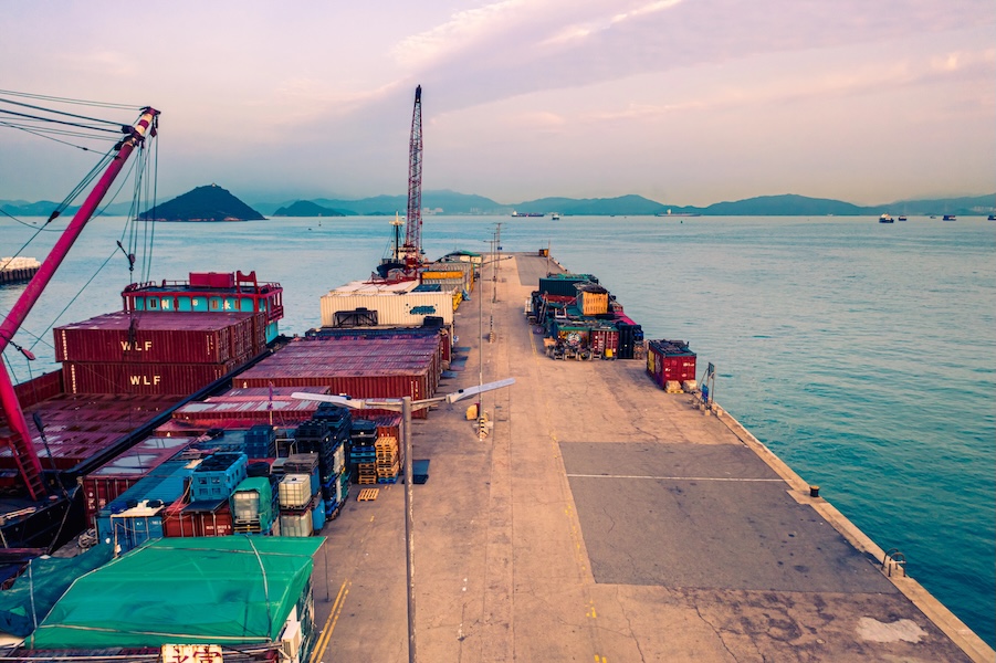 Image of container ship deck