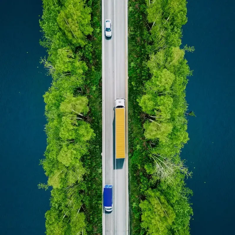 aerial view of highway