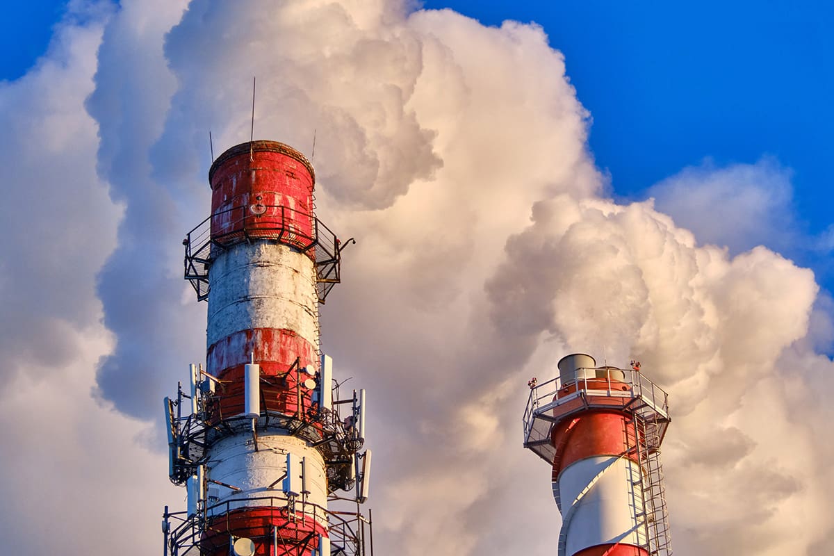 Two smokestacks close-up