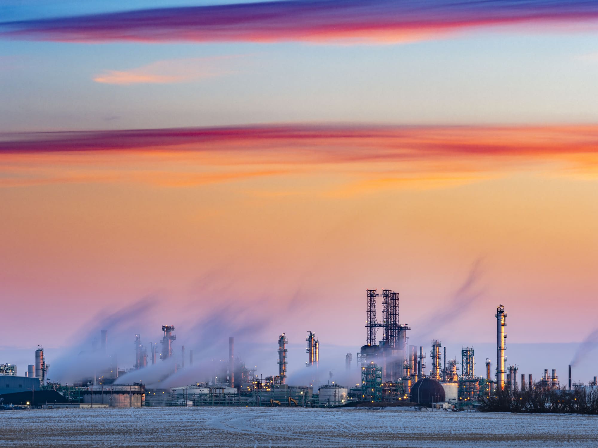 sunset view of Refinery Complex, regina,