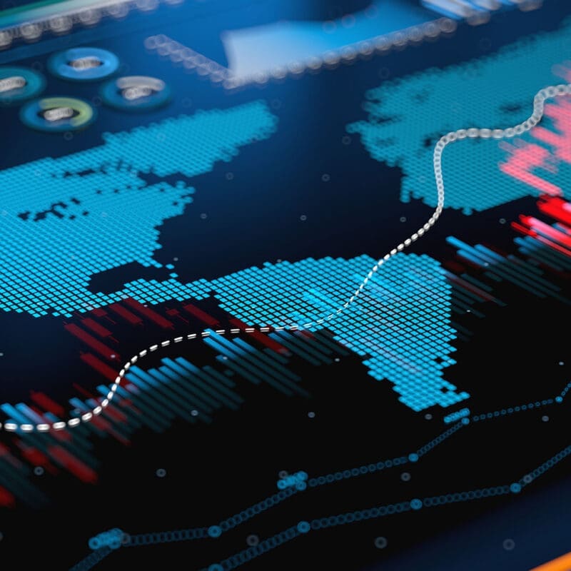 Trends Graphs and charts. Business analytics and global business. Earth map.